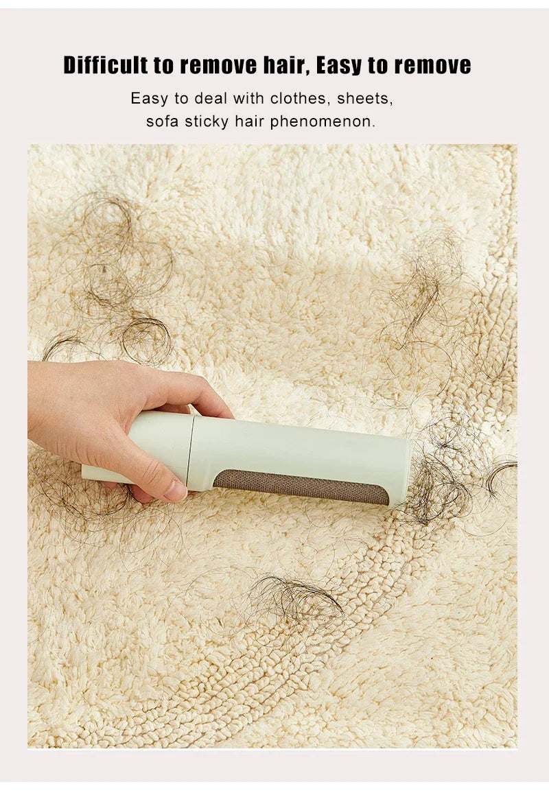 2-1 Reusable Pet Hair Remover Brush Lint Roller Self Cleaning Cat Dog Fur Hair Dust Removal Brush for Clothes Portable Effective