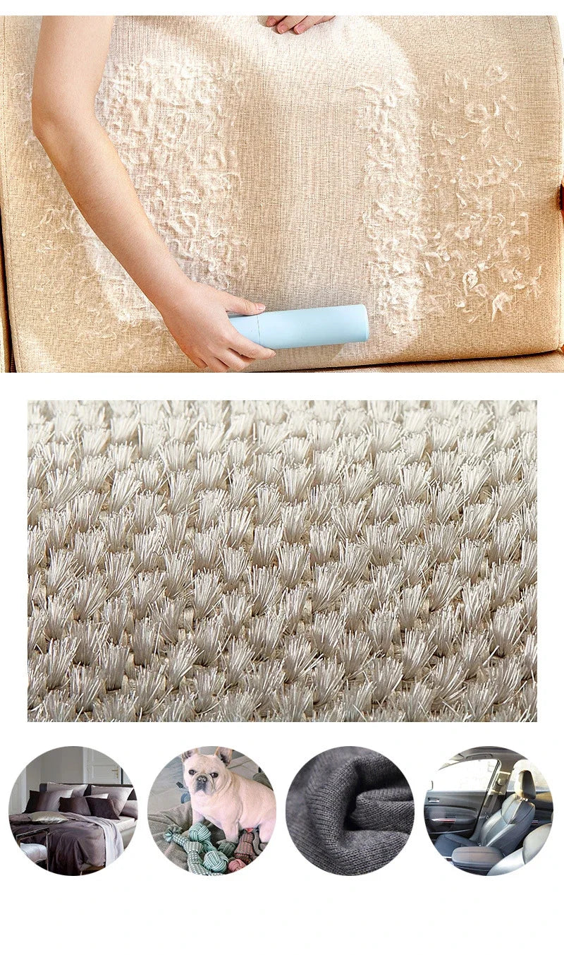2-1 Reusable Pet Hair Remover Brush Lint Roller Self Cleaning Cat Dog Fur Hair Dust Removal Brush for Clothes Portable Effective
